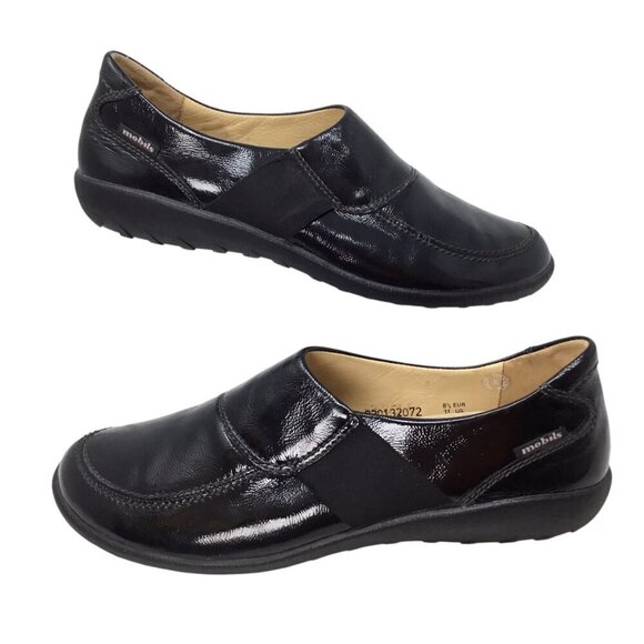 Mephisto Mobils Air Relax Shiny Black Leather Comfort Shoes Sz 11 Slip On Loafer - Picture 1 of 8